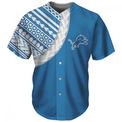 Men's Detroit Lions Blue Baseball Jersey 