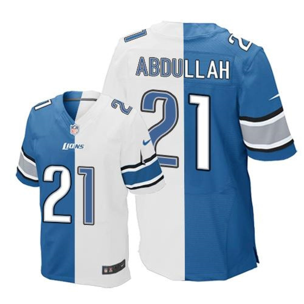 Lions #21 Ameer Abdullah Blue/White Men's Stitched NFL Elite Split Jersey 
