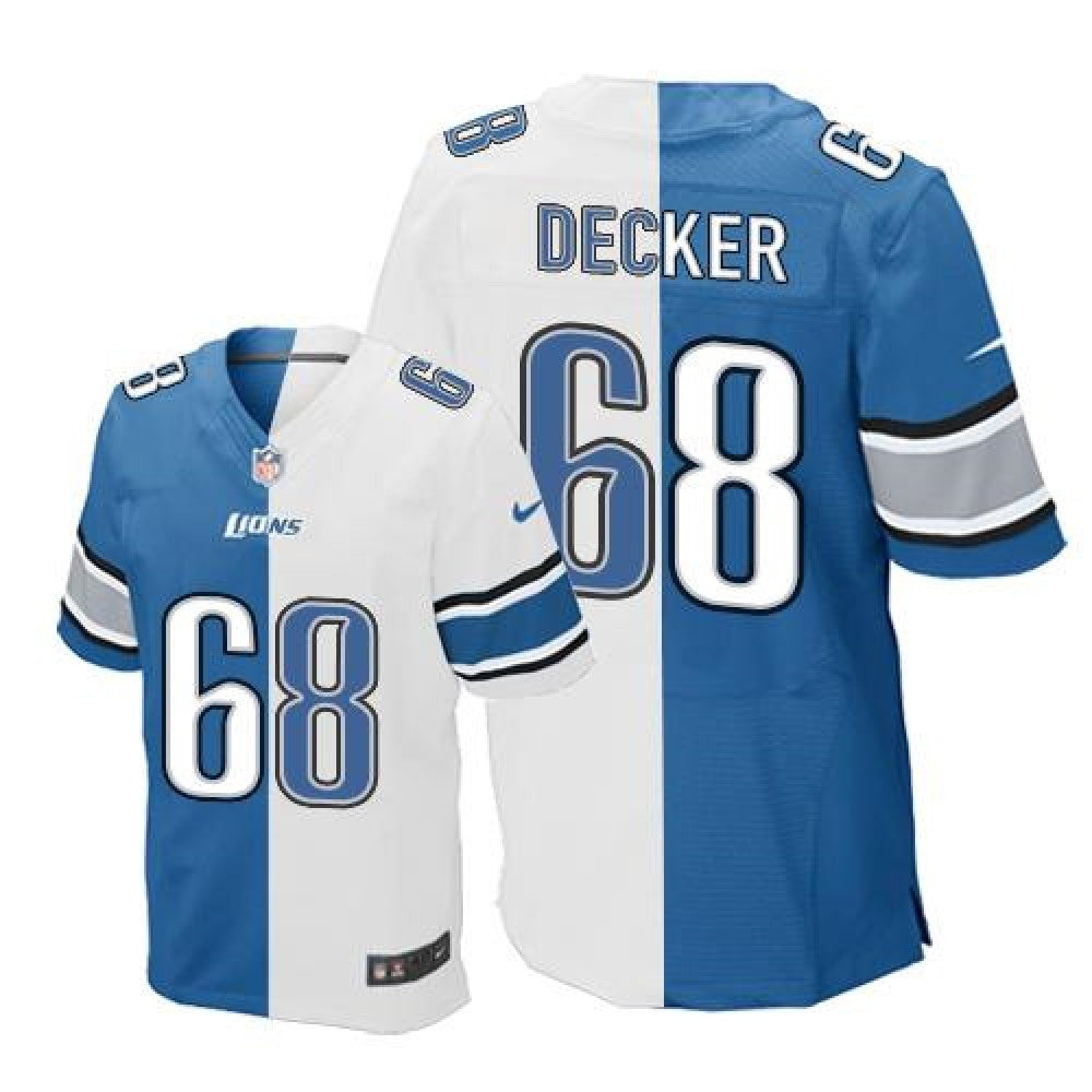 Lions #68 Taylor Decker Blue/White Men's Stitched NFL Elite Split Jersey 