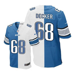 Lions #68 Taylor Decker Blue/White Men's Stitched NFL Elite Split Jersey 