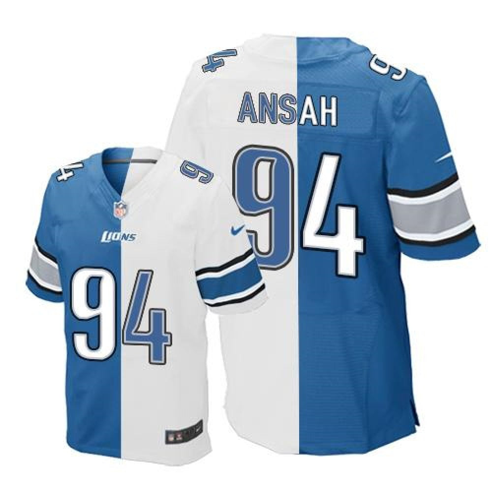 Lions #94 Ziggy Ansah Blue/White Men's Stitched NFL Elite Split Jersey 