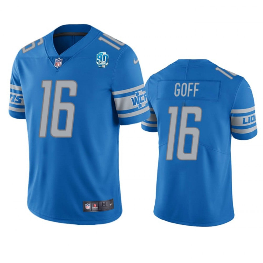 Men's Detroit Lions #16 Jared Goff Blue 2023 90th Anniversary Vapor Untouchable Limited Stitched Jersey 
