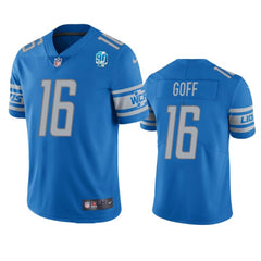 Men's Detroit Lions #16 Jared Goff Blue 2023 90th Anniversary Vapor Untouchable Limited Stitched Jersey 