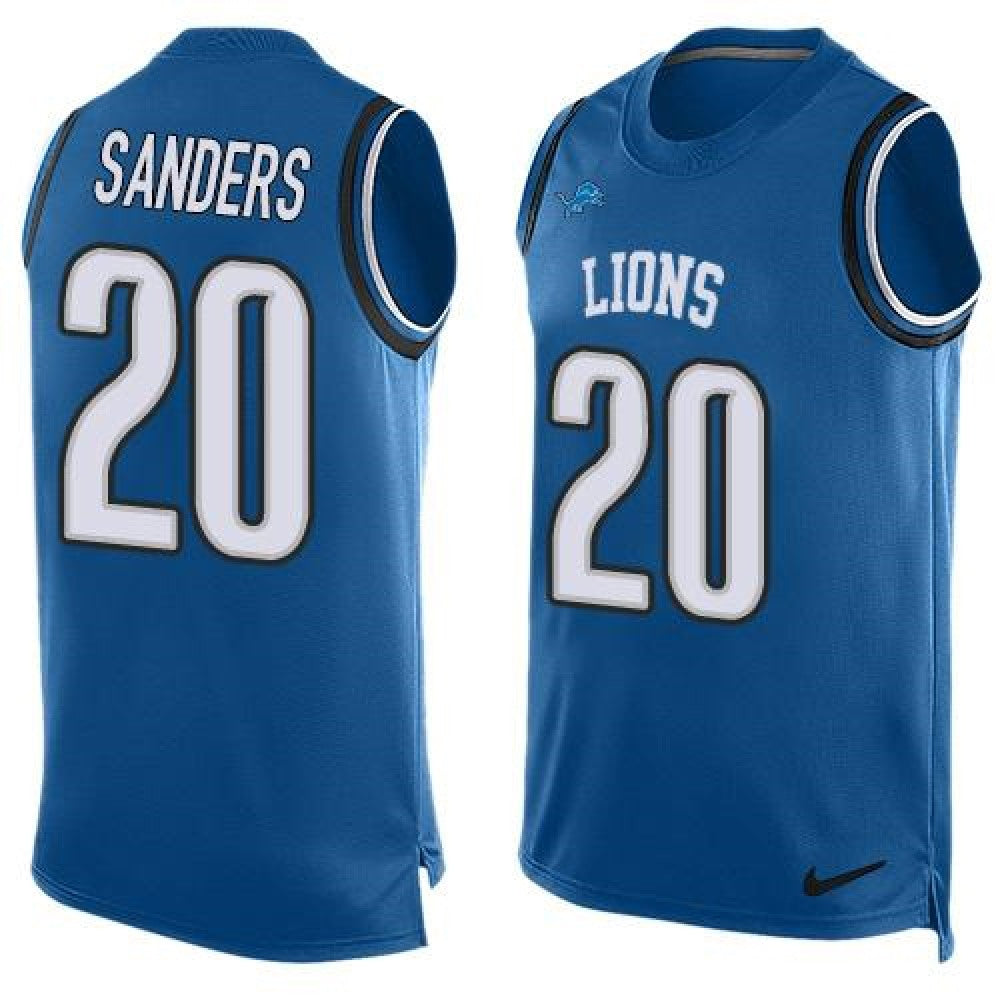 Lions #20 Barry Sanders Blue Team Color Men's Stitched NFL Limited Tank Top Jersey 