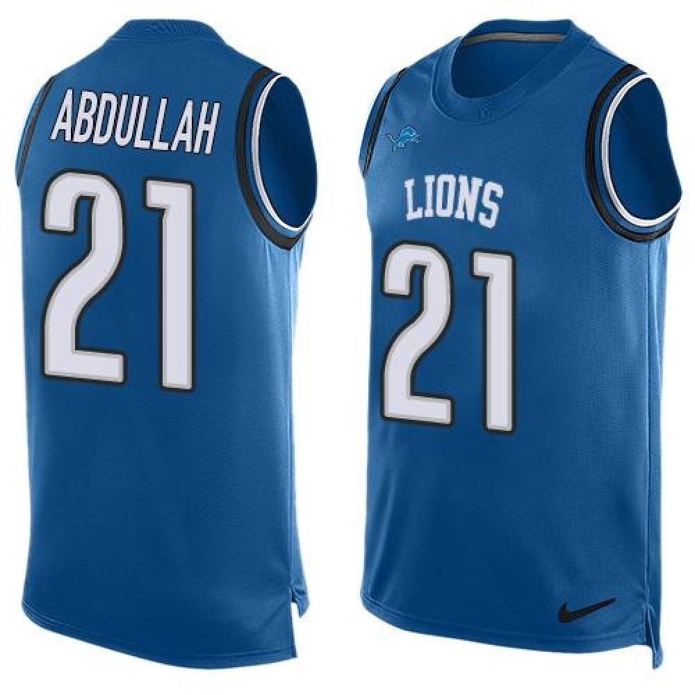 Lions #21 Ameer Abdullah Blue Team Color Men's Stitched NFL Limited Tank Top Jersey 