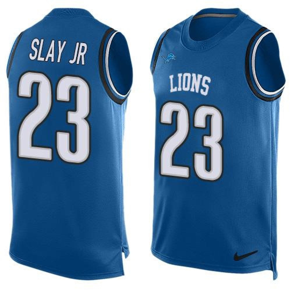 Lions #23 Darius Slay JR Blue Team Color Men's Stitched NFL Limited Tank Top Jersey 