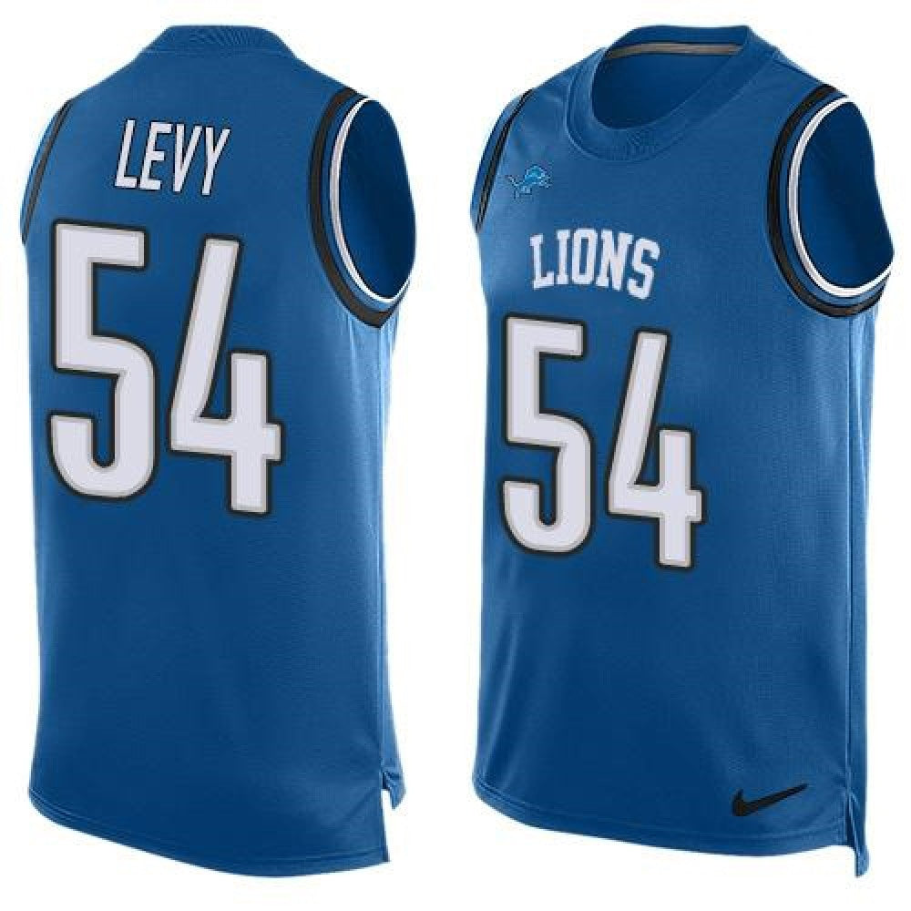Lions #54 DeAndre Levy Blue Team Color Men's Stitched NFL Limited Tank Top Jersey 