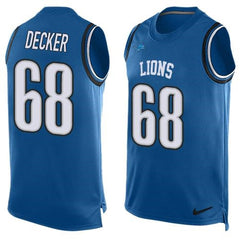 Lions #68 Taylor Decker Blue Team Color Men's Stitched NFL Limited Tank Top Jersey 