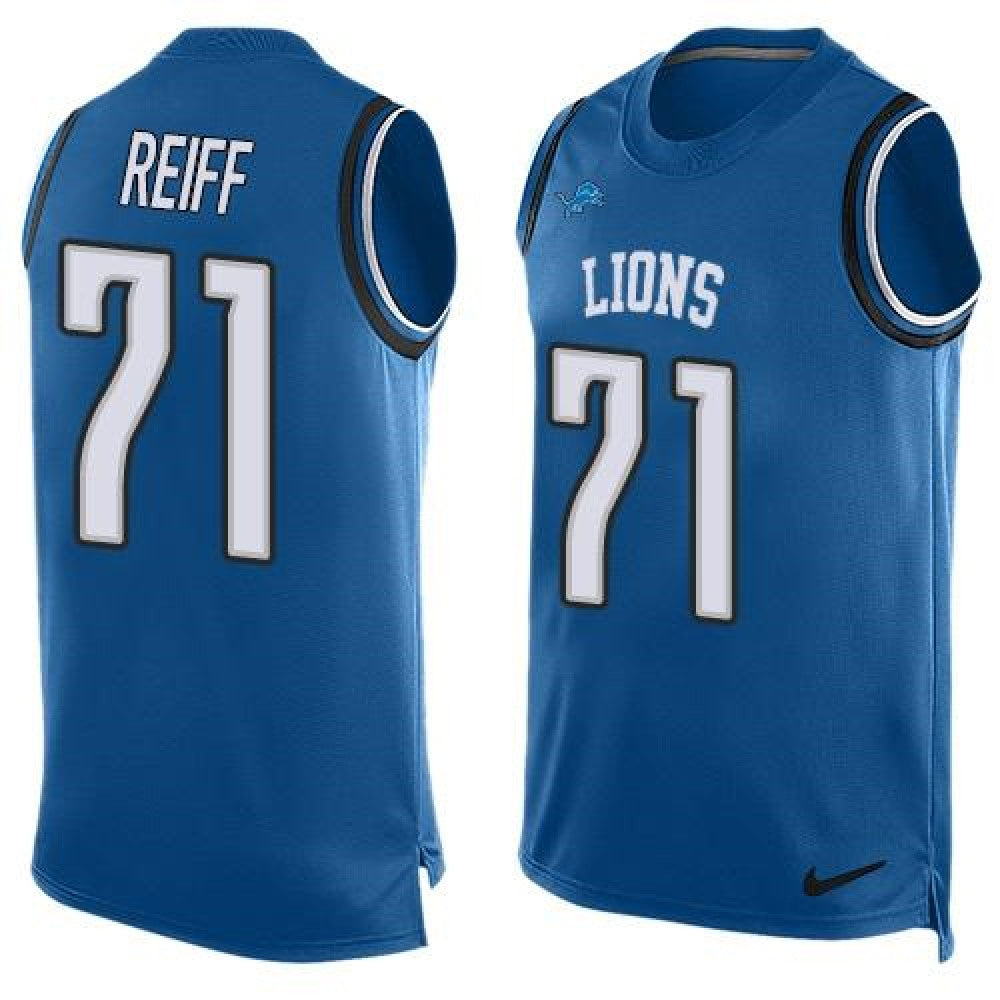 Lions #71 Riley Reiff Blue Team Color Men's Stitched NFL Limited Tank Top Jersey 