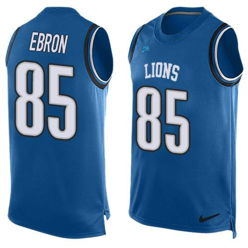 Lions #85 Eric Ebron Blue Team Color Men's Stitched NFL Limited Tank Top Jersey 