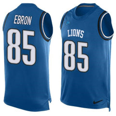 Lions #85 Eric Ebron Blue Team Color Men's Stitched NFL Limited Tank Top Jersey 
