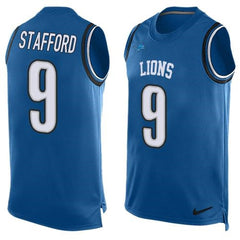 Lions #9 Matthew Stafford Blue Team Color Men's Stitched NFL Limited Tank Top Jersey 