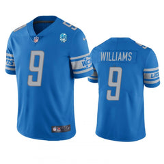 Men's Detroit Lions #9 Jameson Williams Blue 2023 90th Anniversary Vapor Untouchable Limited Stitched Jersey 
