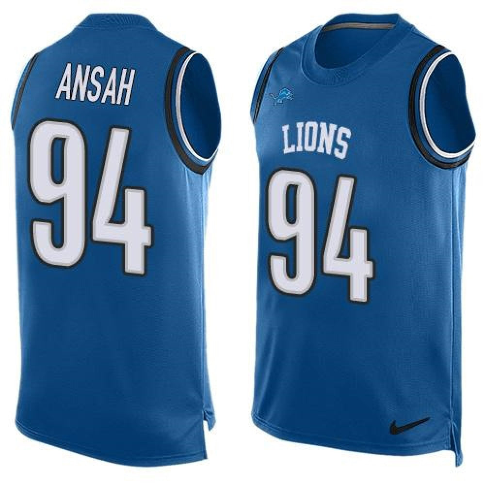 Lions #94 Ziggy Ansah Blue Team Color Men's Stitched NFL Limited Tank Top Jersey 