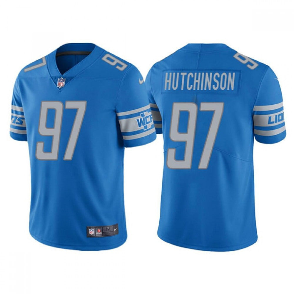 Men's Detroit Lions #97 Aidan Hutchinson Blue NFL Draft Vapor Untouchable Limited Stitched Jersey 