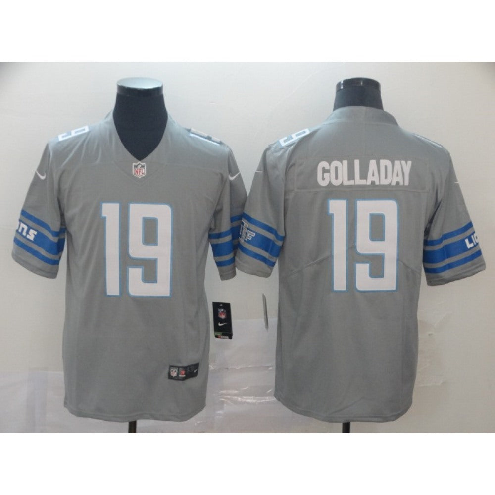 Men's Detroit Lions #19 Kenny Golladay Gray Inverted Legen Stitched NFL Jersey 