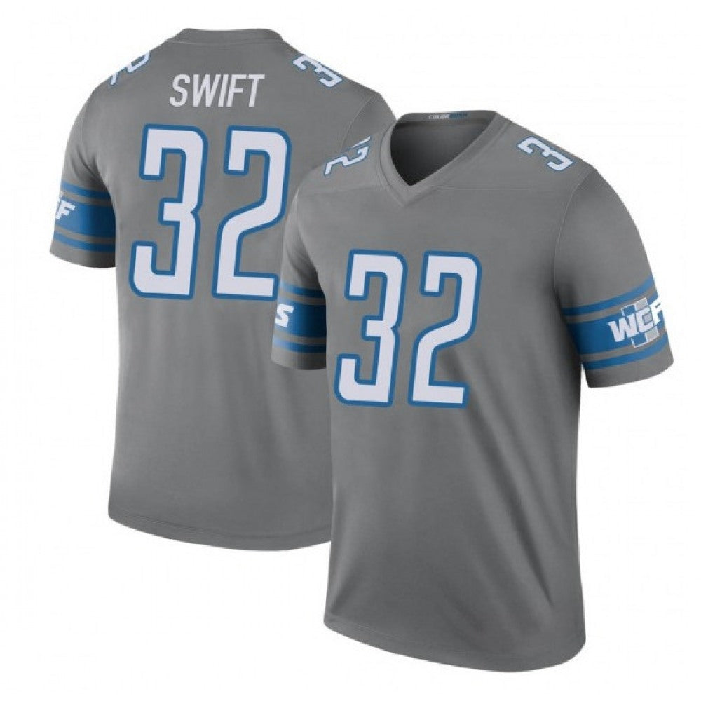 Men's Detroit Lions #32 D'Andre Swift 2021 Gray Vapor Untouchable Limited Stitched Jersey 