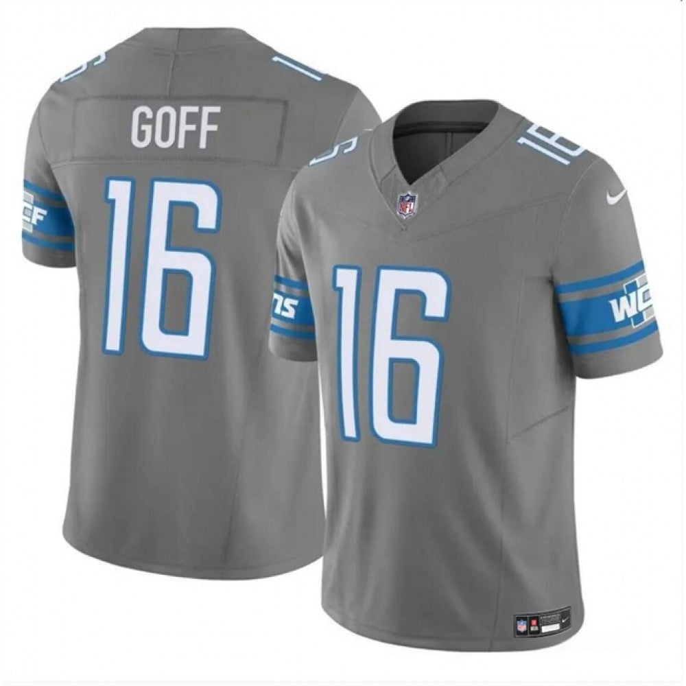 Men's Detroit Lions #16 Jared Goff Grey 2023 F.U.S.E. Vapor Untouchable Limited Stitched Jersey 