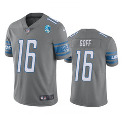 Men's Detroit Lions #16 Jared Goff Grey 2023 90th Anniversary Vapor Untouchable Limited Stitched Jersey 