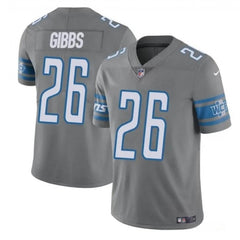 Men's Detroit Lions #26 Jahmyr Gibbs Grey Vapor Untouchable Limited Stitched Jersey 