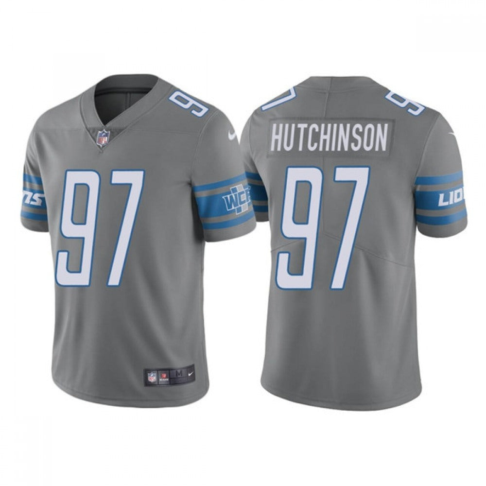 Men's Detroit Lions #97 Aidan Hutchinson Grey NFL Draft Vapor Untouchable Limited Stitched Jersey 