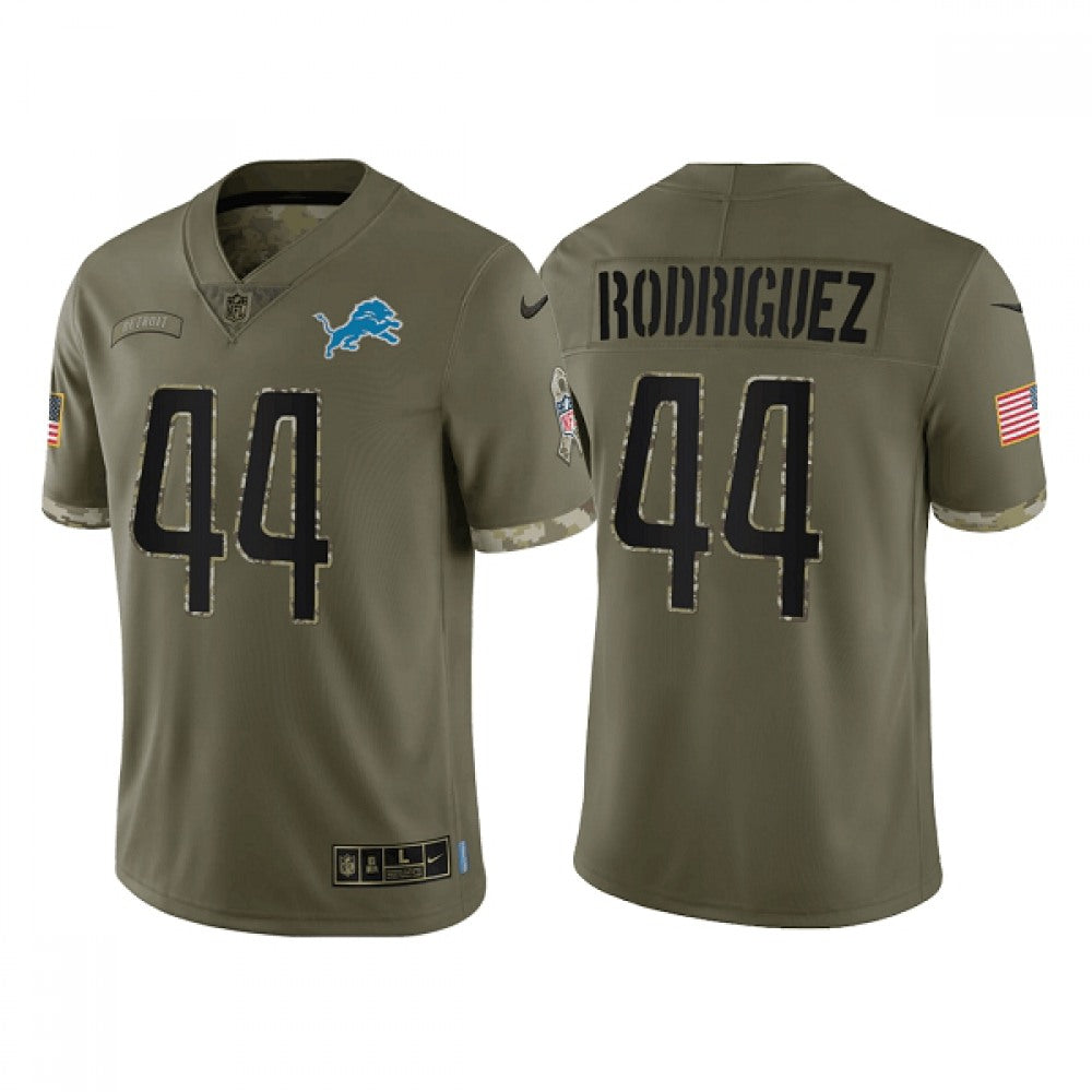 Men's Detroit Lions #44 Malcolm Rodriguez Olive 2022 Salute To Service Limited Stitched Jersey 