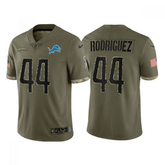 Men's Detroit Lions #44 Malcolm Rodriguez Olive 2022 Salute To Service Limited Stitched Jersey 
