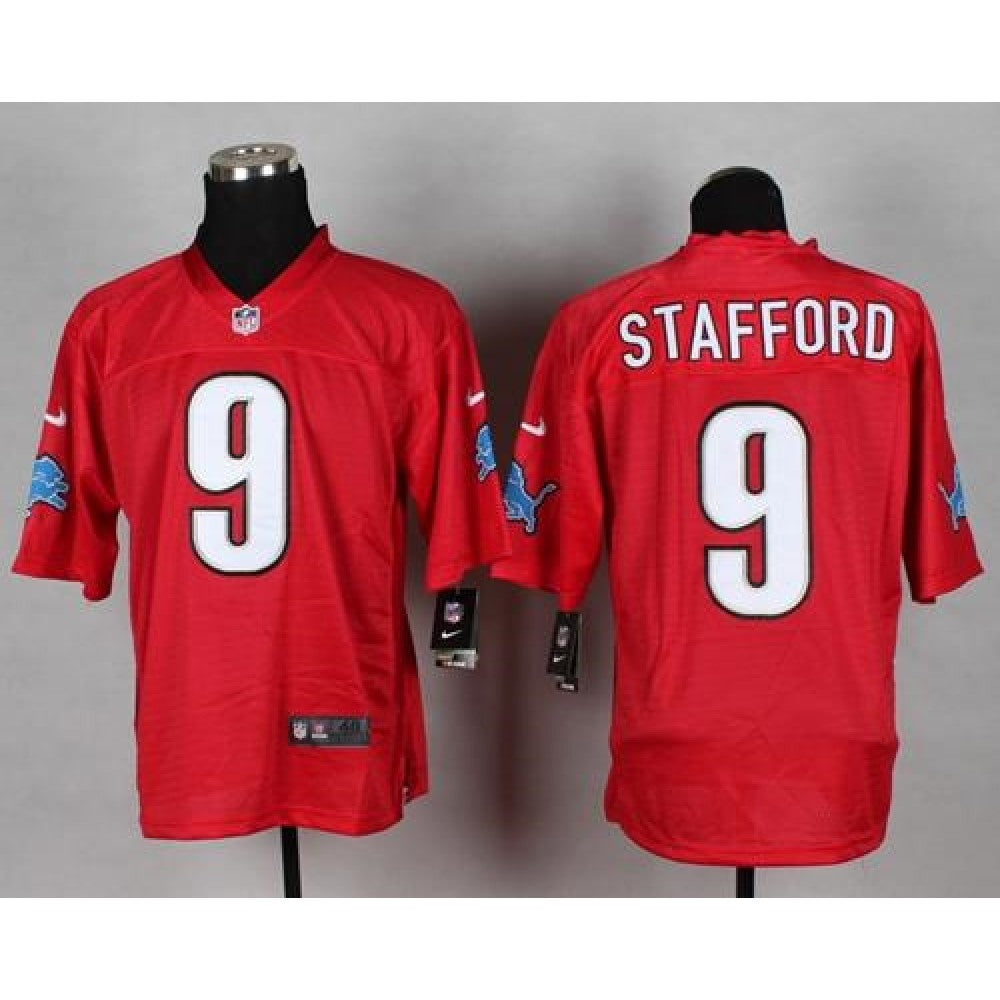 Lions #9 Matthew Stafford Red Men's Stitched NFL Elite QB Practice Jersey 