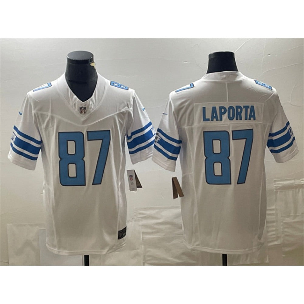 Men's Detroit Lions #87 Sam LaPorta White 2023 F.U.S.E. Vapor Untouchable Limited Stitched Jersey 