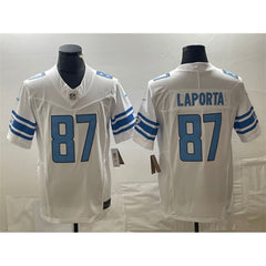 Men's Detroit Lions #87 Sam LaPorta White 2023 F.U.S.E. Vapor Untouchable Limited Stitched Jersey 