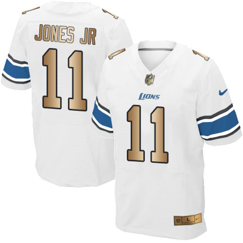 Lions #11 Marvin Jones Jr White Men's Stitched NFL Elite Gold Jersey 
