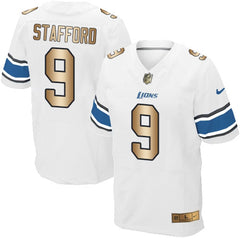 Lions #9 Matthew Stafford White Men's Stitched NFL Elite Gold Jersey 