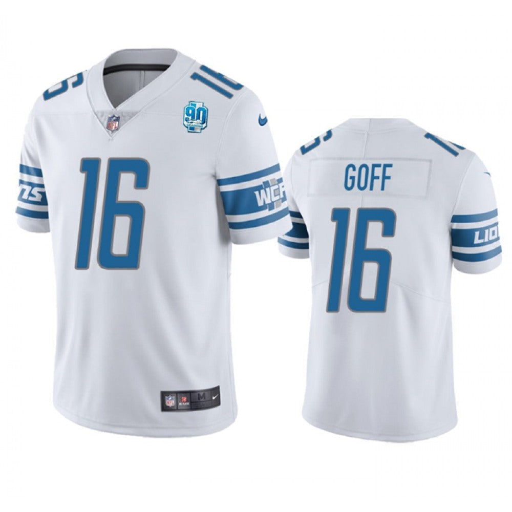 Men's Detroit Lions #16 Jared Goff White 2023 90th Anniversary Vapor Untouchable Limited Stitched Jersey 