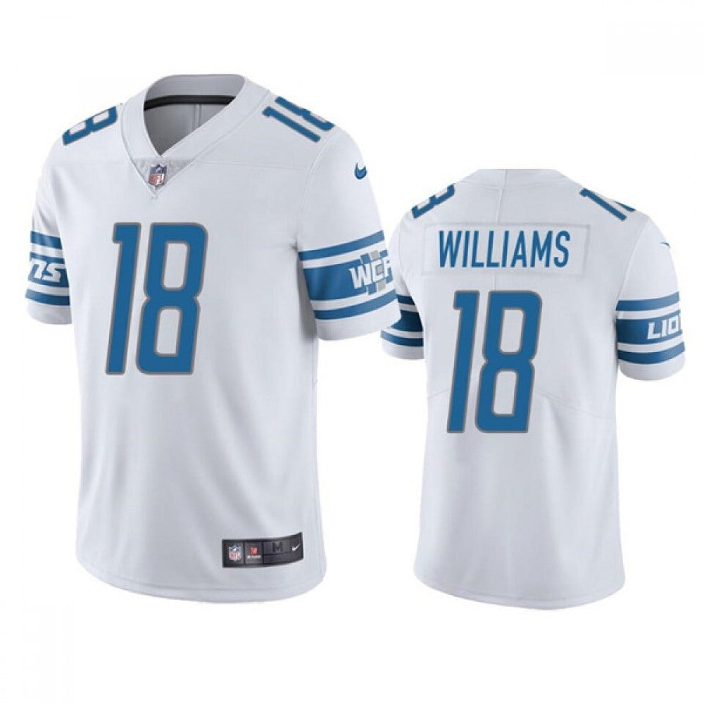 Men's Detroit Lions #18 Jameson Williams White Vapor Untouchable Limited Stitched Jersey 