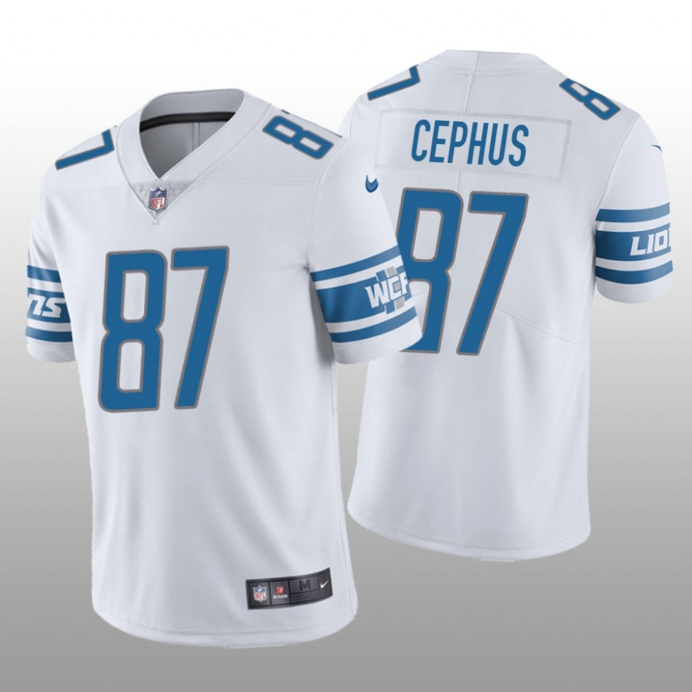 Men's Detroit Lions #87 Quintez Cephus White Vapor Untouchable Limited Stitched NFL Jersey 