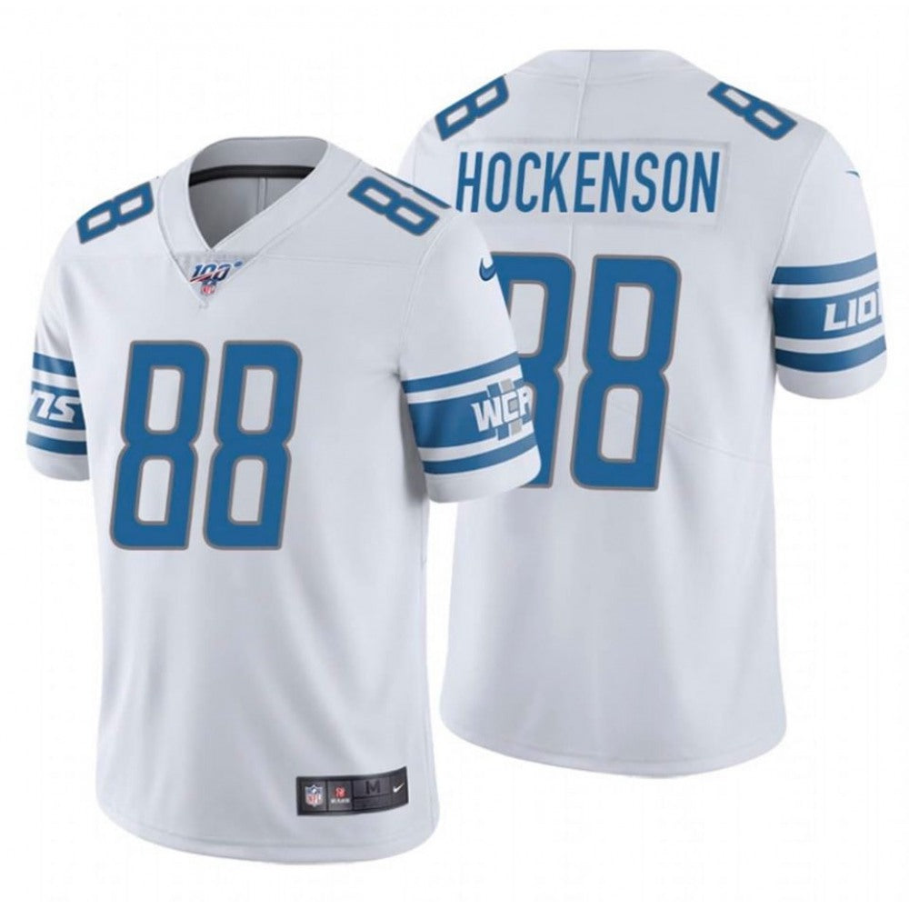 Men's Detroit Lions #88 T.J. Hockenson White 2019 100th Season Vapor Untouchable Limited Stitched NFL Jersey 