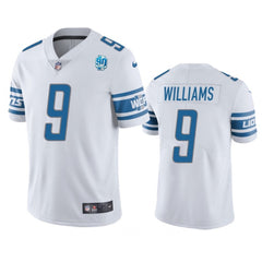 Men's Detroit Lions #9 Jameson Williams White 2023 90th Anniversary Vapor Untouchable Limited Stitched Jersey 