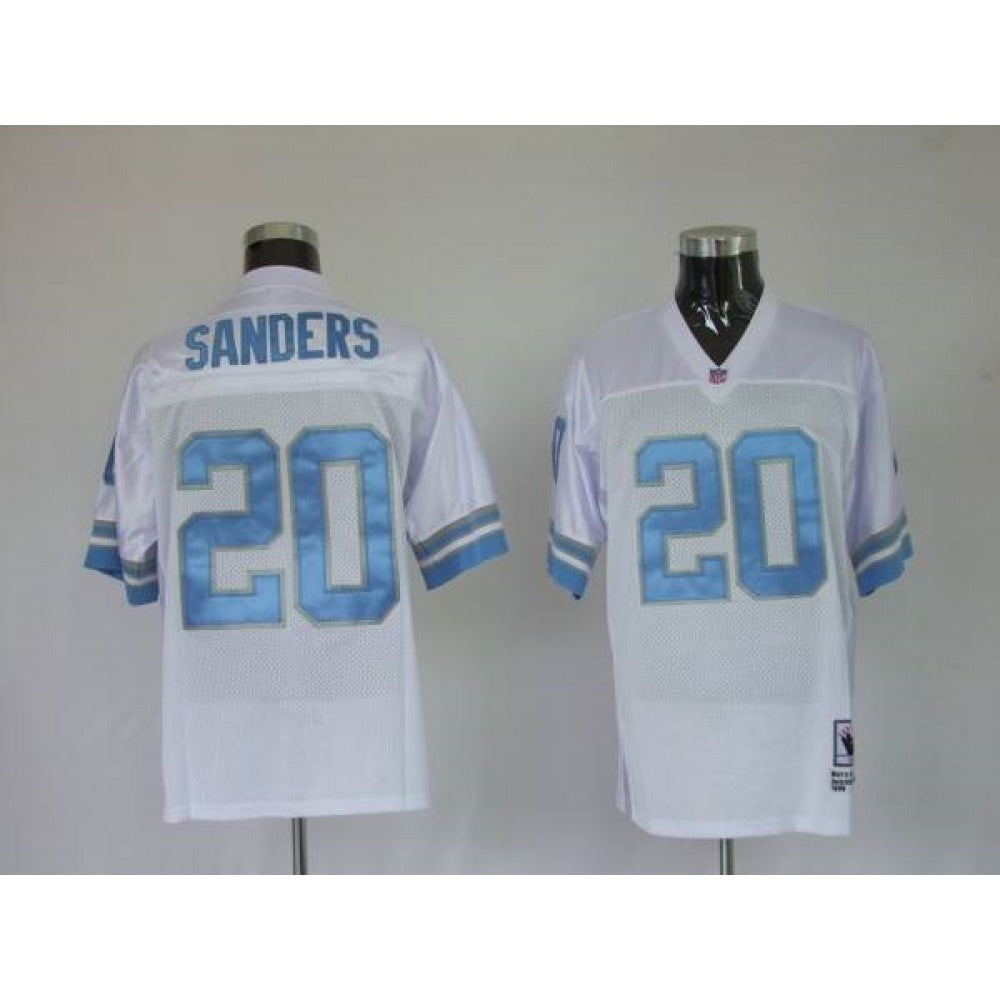 Mitchell & Ness Lions #20 Barry Sanders White Stitched Throwback NFL Jersey 