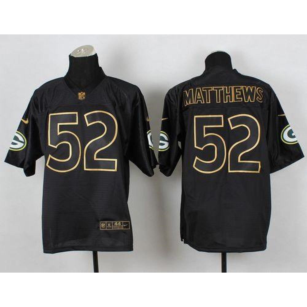 Packers #52 Clay Matthews Black Gold No. Fashion Men's Stitched NFL Elite Jersey 