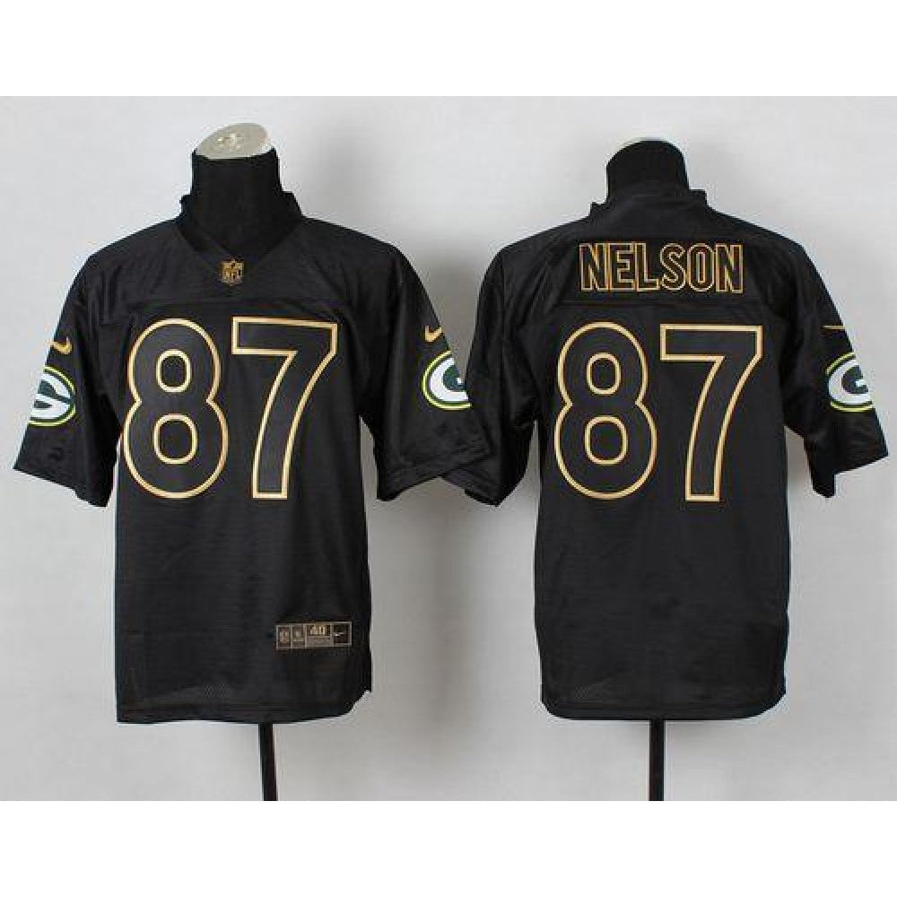Packers #87 Jordy Nelson Black Gold No. Fashion Men's Stitched NFL Elite Jersey 