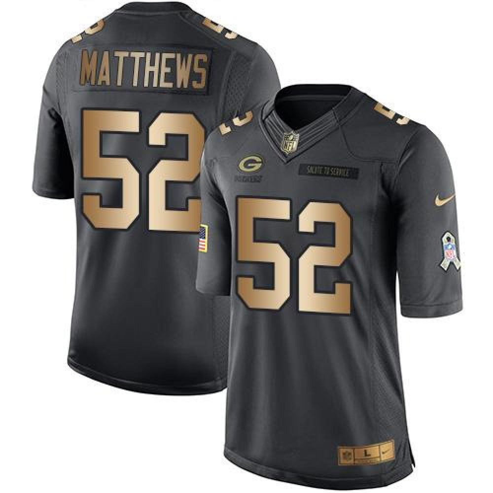 Packers #52 Clay Matthews Black Men's Stitched NFL Limited Gold Salute To Service Jersey 