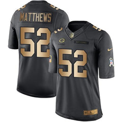 Packers #52 Clay Matthews Black Men's Stitched NFL Limited Gold Salute To Service Jersey 