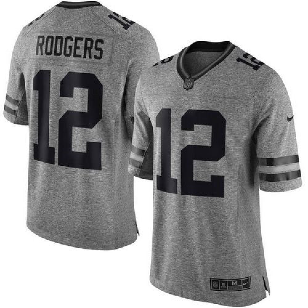 Packers #12 Aaron Rodgers Gray Men's Stitched NFL Limited Gridiron Gray Jersey 