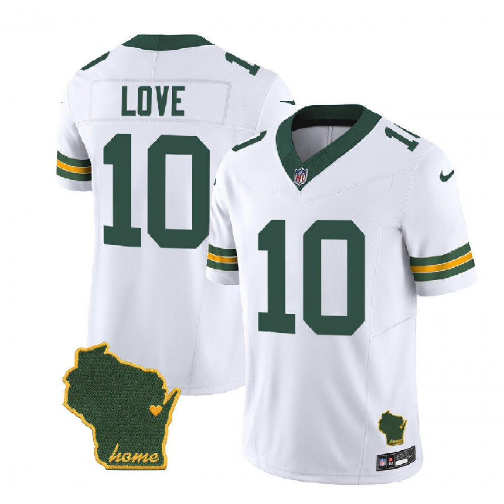 Men's Green Bay Packers #10 Jordan Love White 2023 F.U.S.E. Home Patch Vapor Untouchable Limited Stitched Jersey 