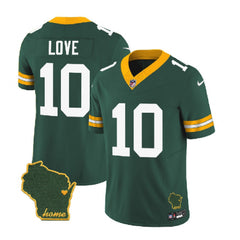 Men's Green Bay Packers #10 Jordan Love Green 2023 F.U.S.E. Home Patch Vapor Untouchable Limited Stitched Jersey 