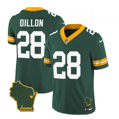 Men's Green Bay Packers #28 A.J. Dillon Green 2023 F.U.S.E. Home Patch Vapor Untouchable Limited Stitched Jersey 