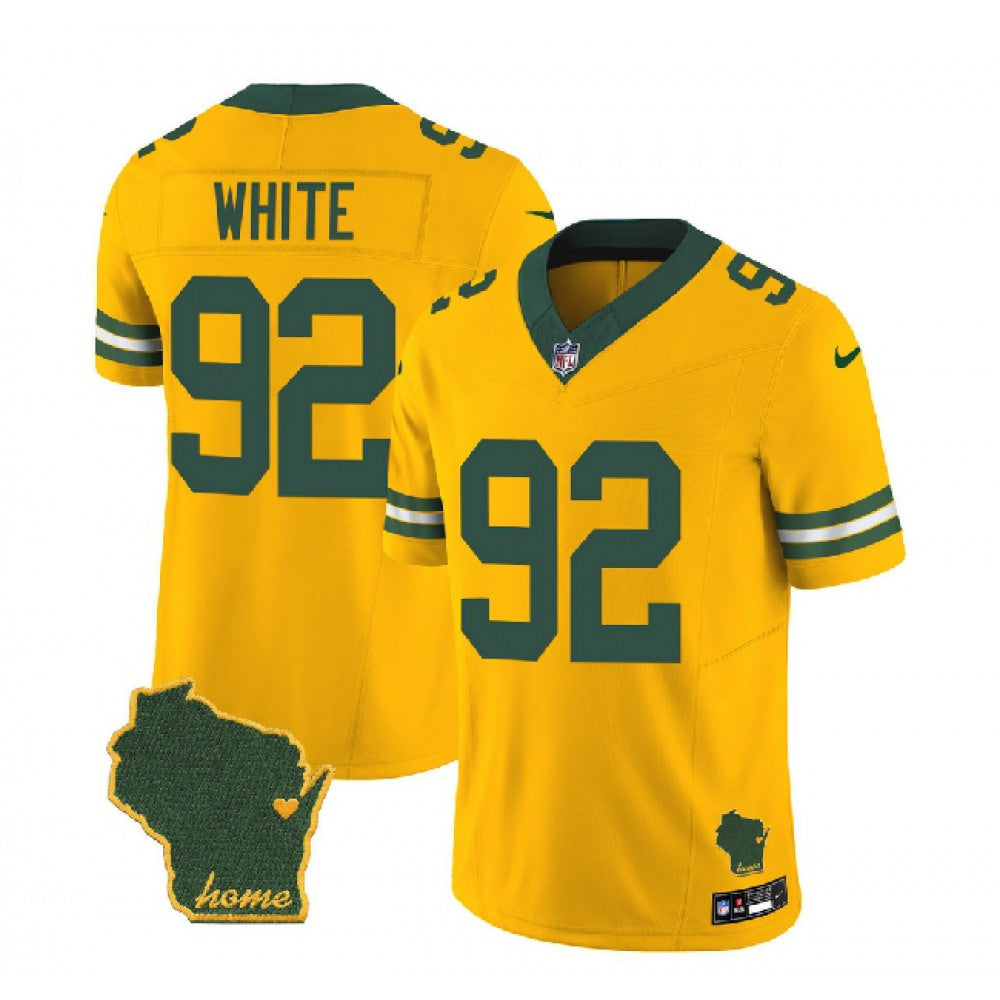 Men's Green Bay Packers #92 Reggie White Gold 2023 F.U.S.E. Home Patch Vapor Untouchable Limited Stitched Jersey 