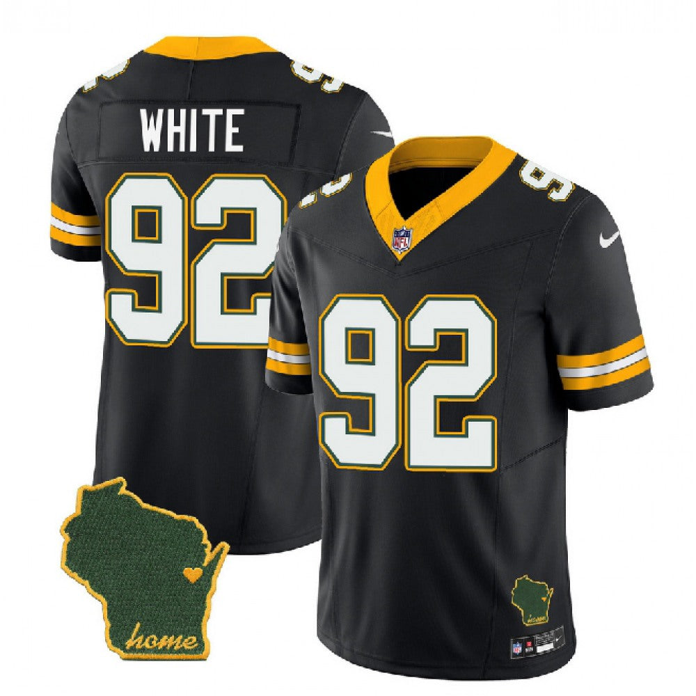 Men's Green Bay Packers #92 Reggie White Black 2023 F.U.S.E. Home Patch Vapor Untouchable Limited Stitched Jersey 