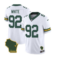 Men's Green Bay Packers #92 Reggie White White 2023 F.U.S.E. Home Patch Vapor Untouchable Limited Stitched Jersey 