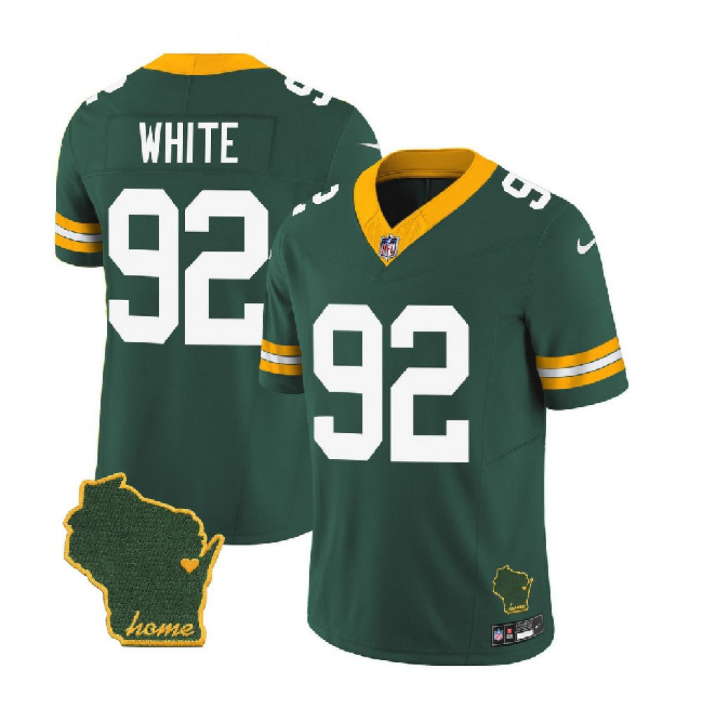 Men's Green Bay Packers #92 Reggie White Green 2023 F.U.S.E. Home Patch Vapor Untouchable Limited Stitched Jersey 